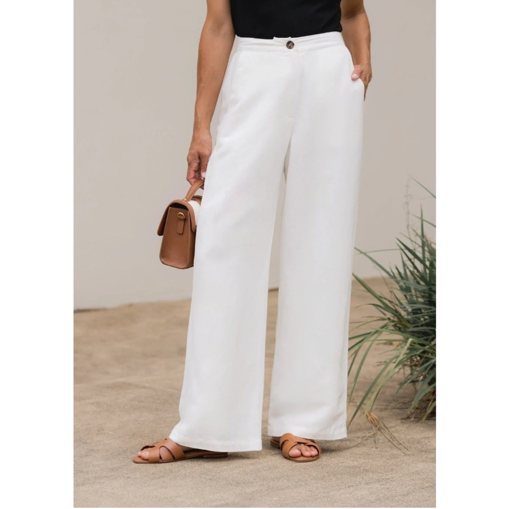 Maye Estella Pant Elegant White Wide-Leg Pants